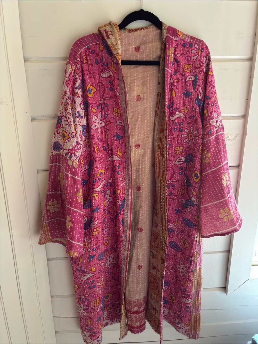 Renew Bohemian (Renew Vintage) Indira Kantha Robe with hoodie